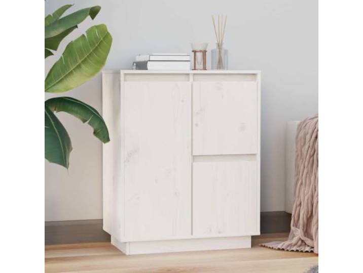 HEFZGDB Beistellschrank mit DREI Türen aus robustem Massivholz Kiefer, dekoratives Sideboard mit Schwebebeinen für zusätzlichen Stauraum