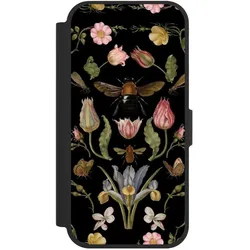 Nivocase Klapphülle für Apple iPhone 17 Handyhülle aus Kunst Leder NIVOflip schwarz Biene Blumenkranz Blüte (Apple iPhone 17), Smartphone Hülle, Schwarz