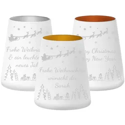 Teelichthalter weiß-gemischt 3er Set Weihnachtsmotiv