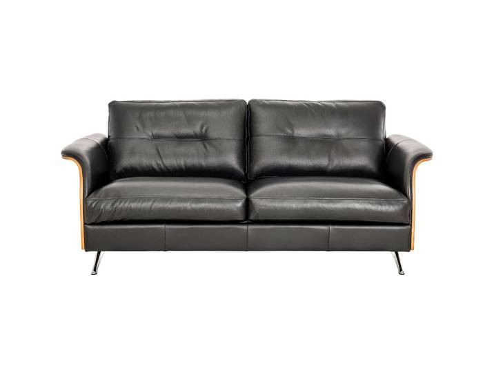Sofa Sebastian Leder, Holz schwarz B 191 T 90 cm