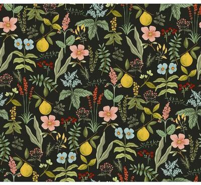Rifle Paper Co. Herb Garden Black Botanical Premium Peel + Stick Wallpaper