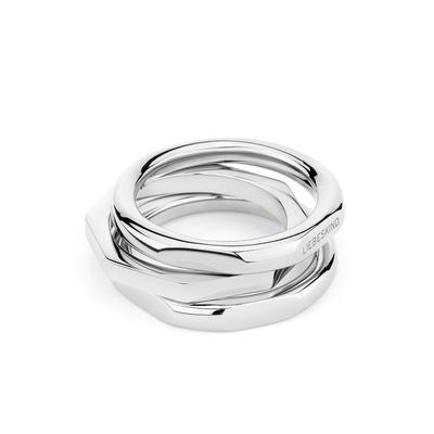Ring-Set LIEBESKIND BERLIN "Schmuck Geschenk Edelstahl Ring Urban Chic" Gr. 56, silber (silberfarben), Fingerringe, Damen, 56, Edelstahl, 3mm