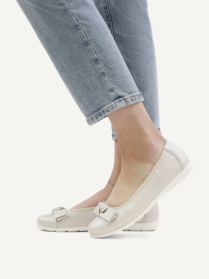 Caprice Leder-Ballerinas in Creme - 37