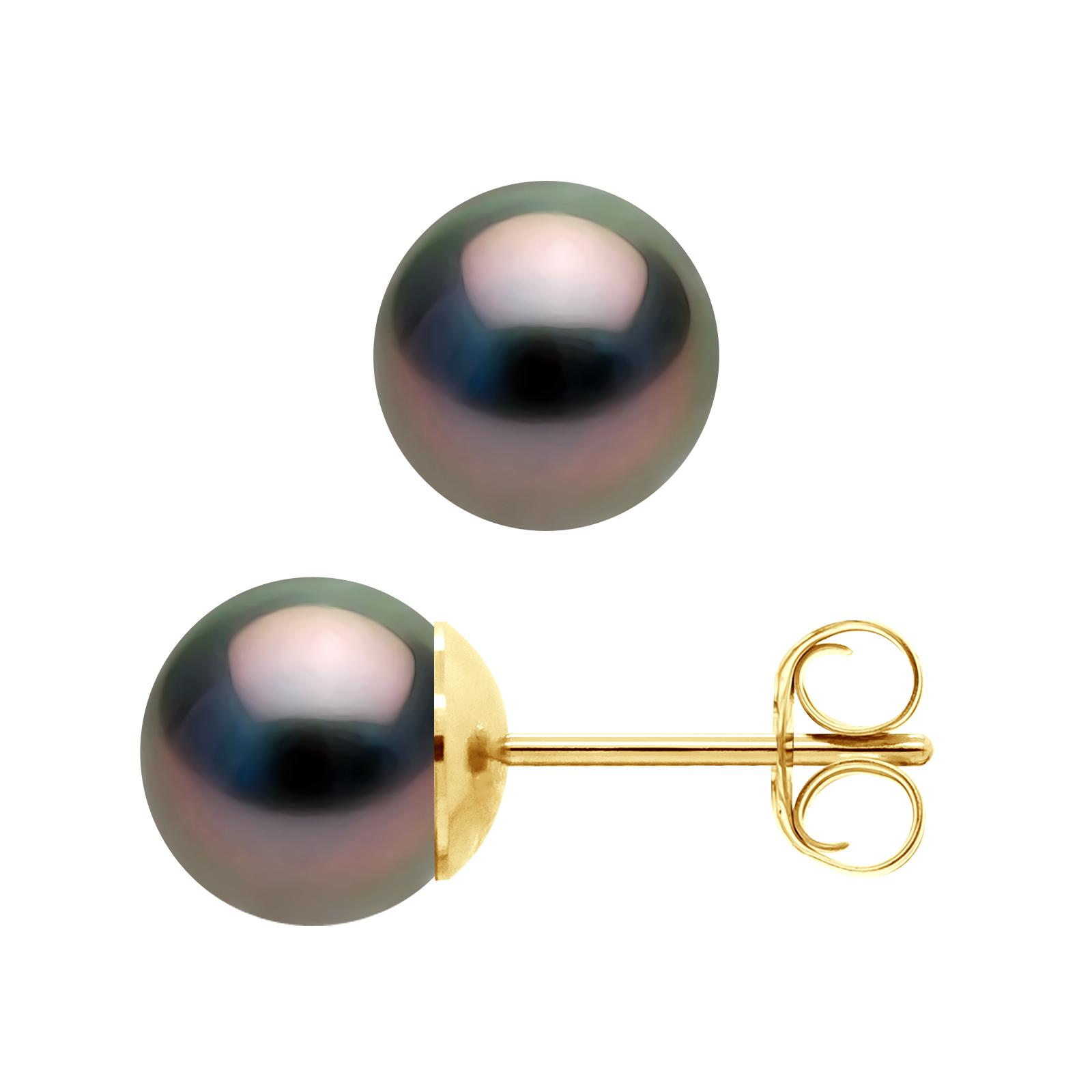 Oorbellen Tahitian Parels Rond 89mm 18K Yellow Gold