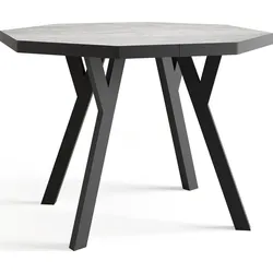 ESSTISCH Desmond achteckiger ausziehbarer, Grauer Beton 100-200/100/76 cm