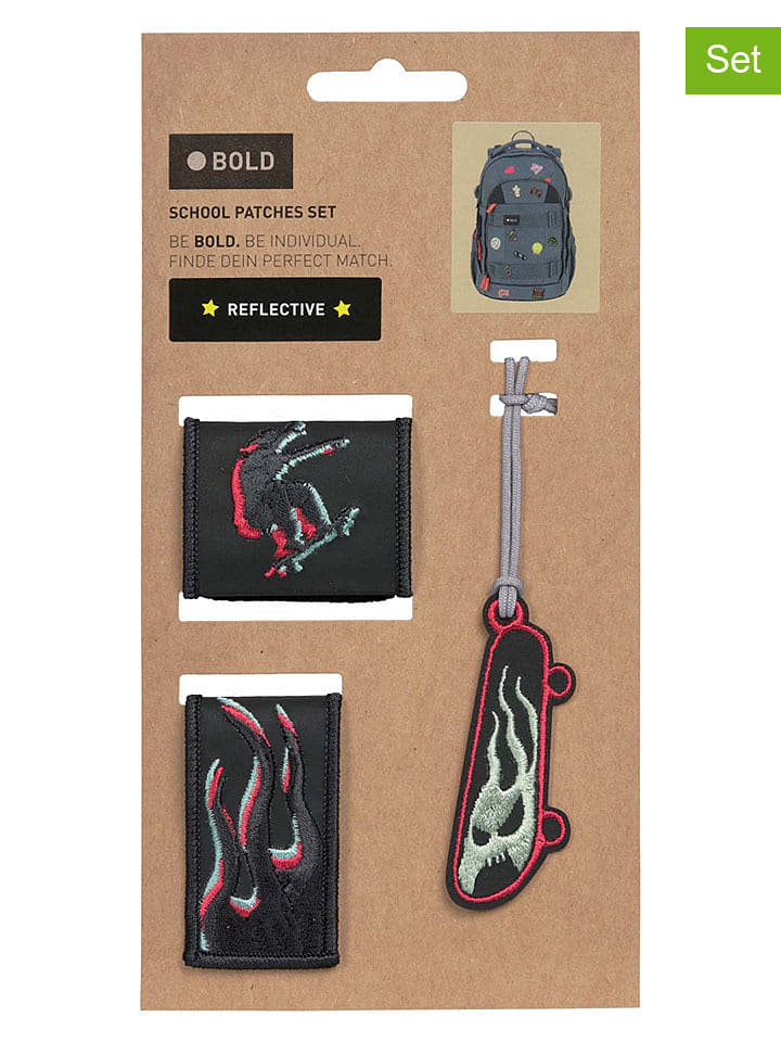 Lässig 3er-Set: Patches "Skater" in Schwarz - onesize
