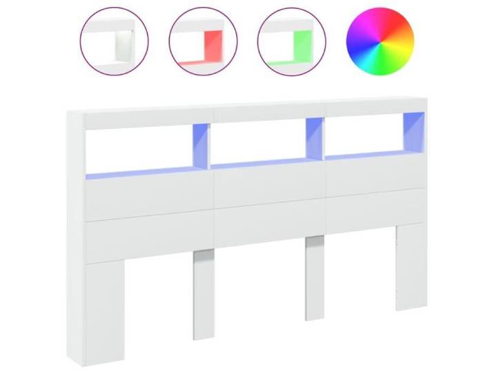 Armoire tête de lit LED blanc 180x17x102 cm - Contemporain - Design