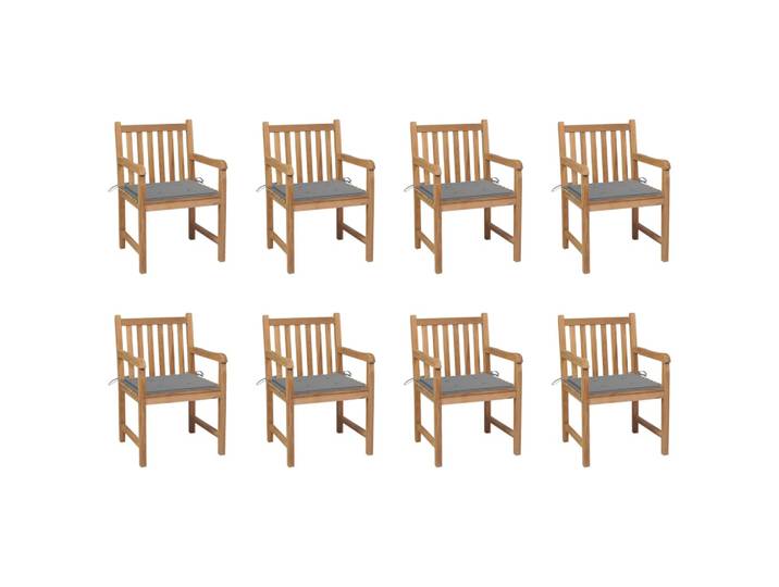 vidaXL Gartenstühle 8 Stk. mit Grauen Kissen Massivholz Teak