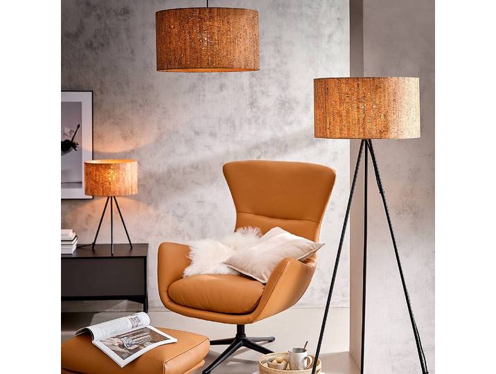 Lampadaire Ø 57cm Marron/Marron Liège, fer E27