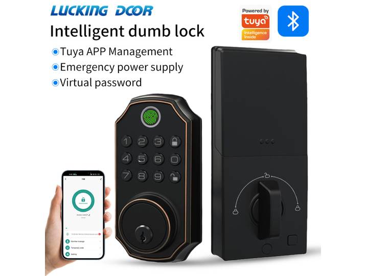 Serrure de porte connectée avec contrôle à distance via l'application Tuya, serrure à empreinte digitale, serrure électronique numérique pour intérieur, serrure électronique domestique LD02/03