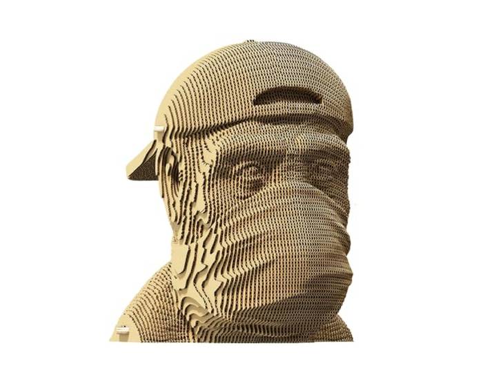 CARTONIC 3D-puzzelset – aap – hoort niets – 3D-puzzel van karton – karton verandert in een figuur in reliëf – 100 stukjes Cardboard 3D Jigsaw puzzel (Speak NO Evil)