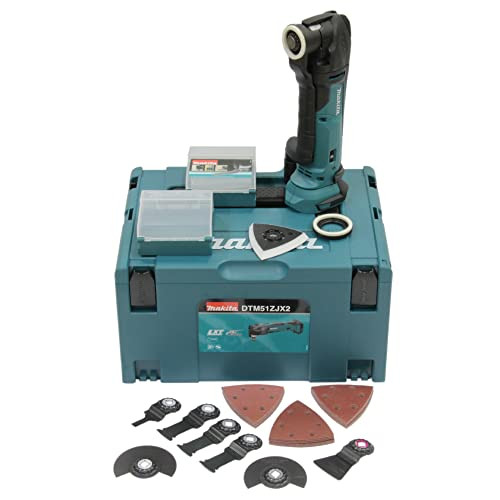 Makita DTM51ZJZ2 Accu-Multitool met 32 accessoires en Makpac koffer, Blauw/Zwart