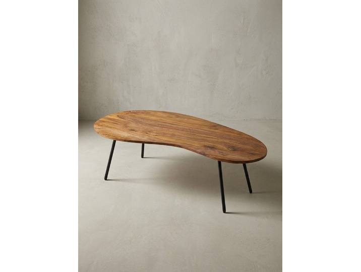 KADIMA DESIGN Couchtisch Nierentisch Massivholz mit Metallbeinen, Holztisch Massivholztisch (Massivholztisch, Tisch Flach Modern), Schwarz, Nierentisch Massivholz, Holztisch Tischbeine Metall, Cooler