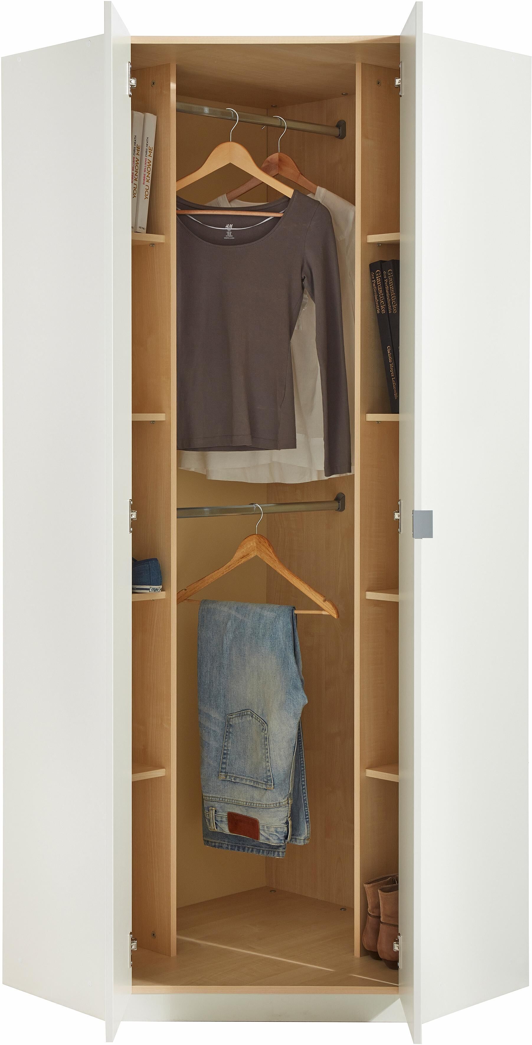 Eckkleiderschrank PRIESS "Steyr", weiß, Schränke, Eckkleiderschrank