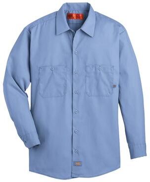 Dickies LL535 Men's Industrial Long Sleeve Work Shirt in Light Blue size 2XL L535