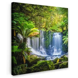 LEINWANDBILD Dschungel - Wasserfall - Australien - Pflanzen - Natur Deko Wohnzimmer 20x20 cm