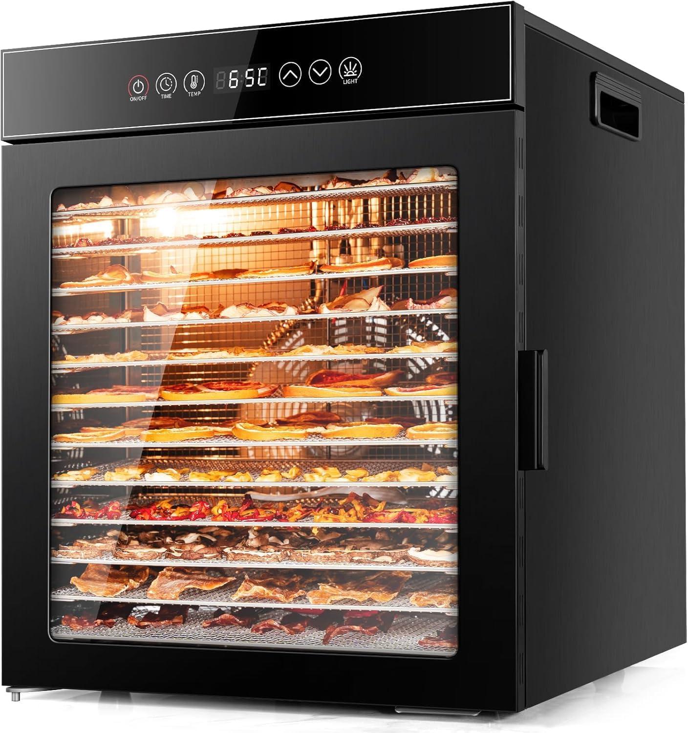 Dörrautomat 12 Etagen Edelstahl 900 W Timer 24 h 30-90 °C