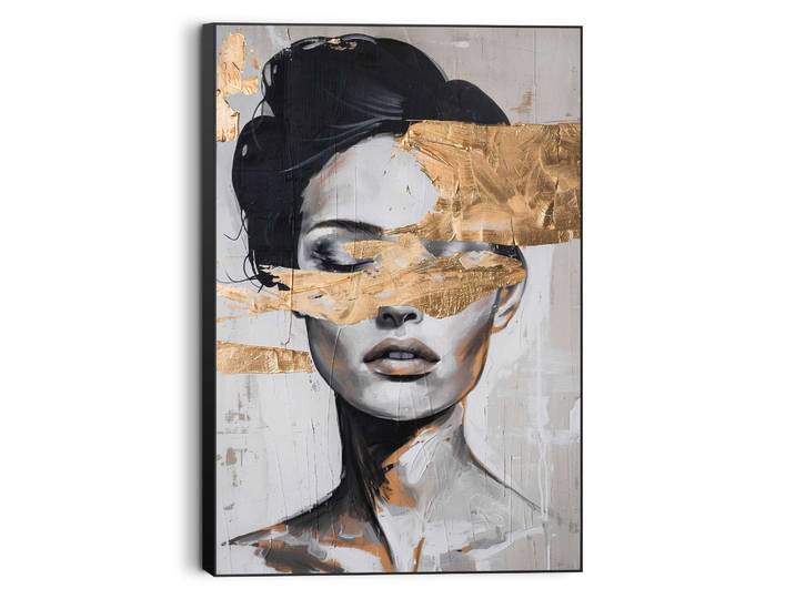 Wandbild REINDERS Lady Gold , schwarz (farbe bild(er): schwarz), B:60cm H:90cm T:3cm, Bilder, Wandbild, Wohnzimmer - Schwarz - MDF - Menschen - 60x90 cm