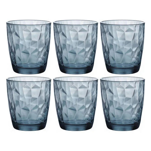 Bormioli Rocco Waterglazen Diamond Blauw 300 ml 6 stuks