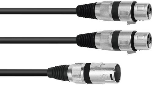 Omnitronic 30225210 XLR Adapterkabel [1x XLR-Stecker 3 polig - 2x XLR-Buchse 3 polig] 1.50m Schwarz