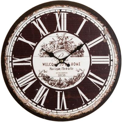 Wanduhr "Welcome", schwarz, B:33,8cm H:4,5cm T:4,5cm, MYFLAIR MÖBEL & ACCESSOIRES, Wanduhren, Wanduhr, rund, Ø 33,8 cm, römische Ziffern, dekorativ in Küche & Wohnzimmer
