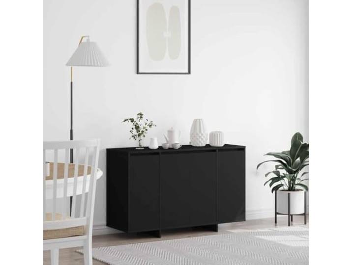 RJPLMFV Anrichte, Schwarz, 120 x 41 x 75 cm, Holz, Ingenieurwesen 3 Regale, Türen mit Scharnieren, Aufbewahrung für Geschirr, Bücher, Wohnzimmer, Esszimmer