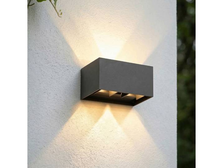Applique d'extérieur LED Nivar, noire, à 4 lampes, 20 cm, IP54 - Lindby - Terrasse - Moderne - Aluminium - Angulaire