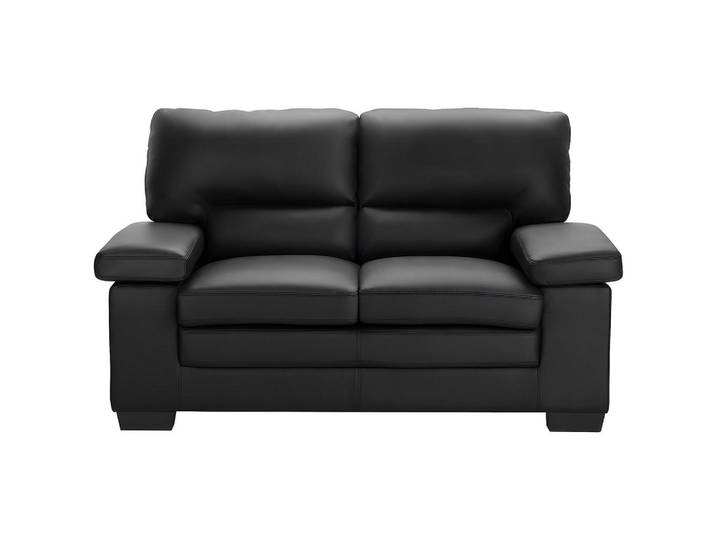 Vente-Unique Sofa - 2 Personen - leder - schwarz Mimas, Schwarz, Kunststoff, Uni, 162x97x89 cm, Wohnzimmer, Sofas & Couches, Sofas