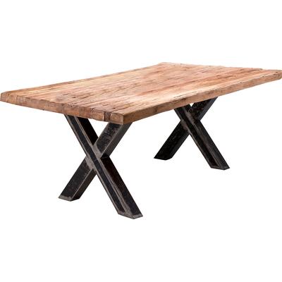 Esstisch SIT "Brixen aus recyceltem Teak mit 50-mm-Platte & X-Gestell", beige (natur, antikschwarz, antikschwarz, natur), B:220cm H:75cm T:100cm, Platte recyceltes Teak, Gestell Metall, Tische, Esstisch, Rustikale Teakholzplatte mit einzigartiger...