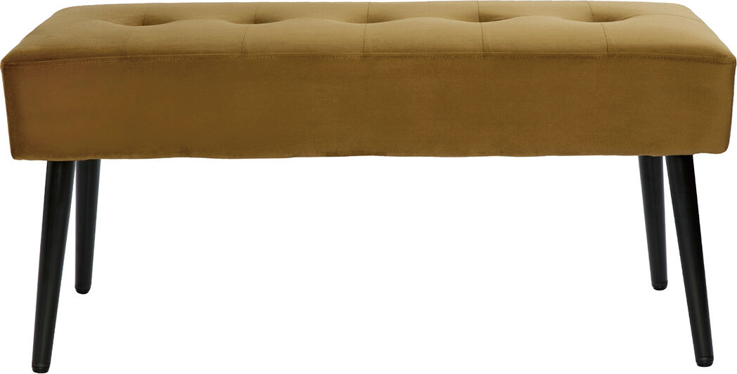 Miliboo Banc design capitonné en tissu velours bronze et métal noir L96 cm GUESTA