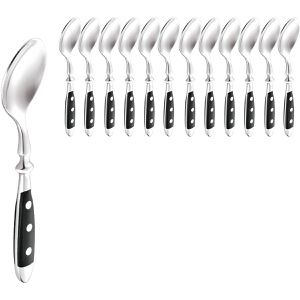 WAS Kaffeelöffel Bistro, 15 cm, Edelstahl 18/0, Kunststoffgriff, silber poliert/schwarz 12 Stk, 12 Stück