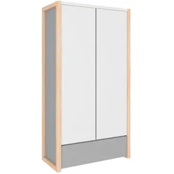 BABYKLEIDERSCHRANK 2 Türen Pinette Weiß und grau