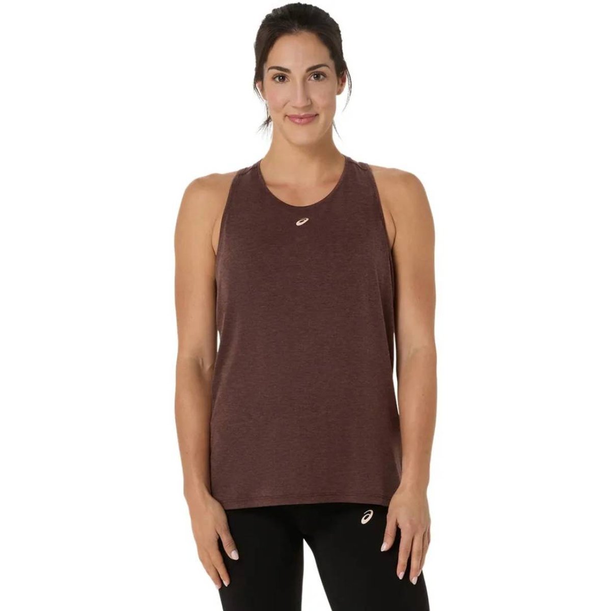 Camiseta sem mangas Asics Nagino Run Adjustable Tank castanha mulher, Tamanho M