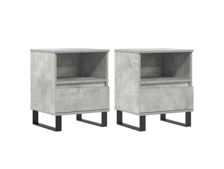 Heofavd Nachttisch 2er Set Betongrau 40x35x50 cm Holzwerkstoff Metall