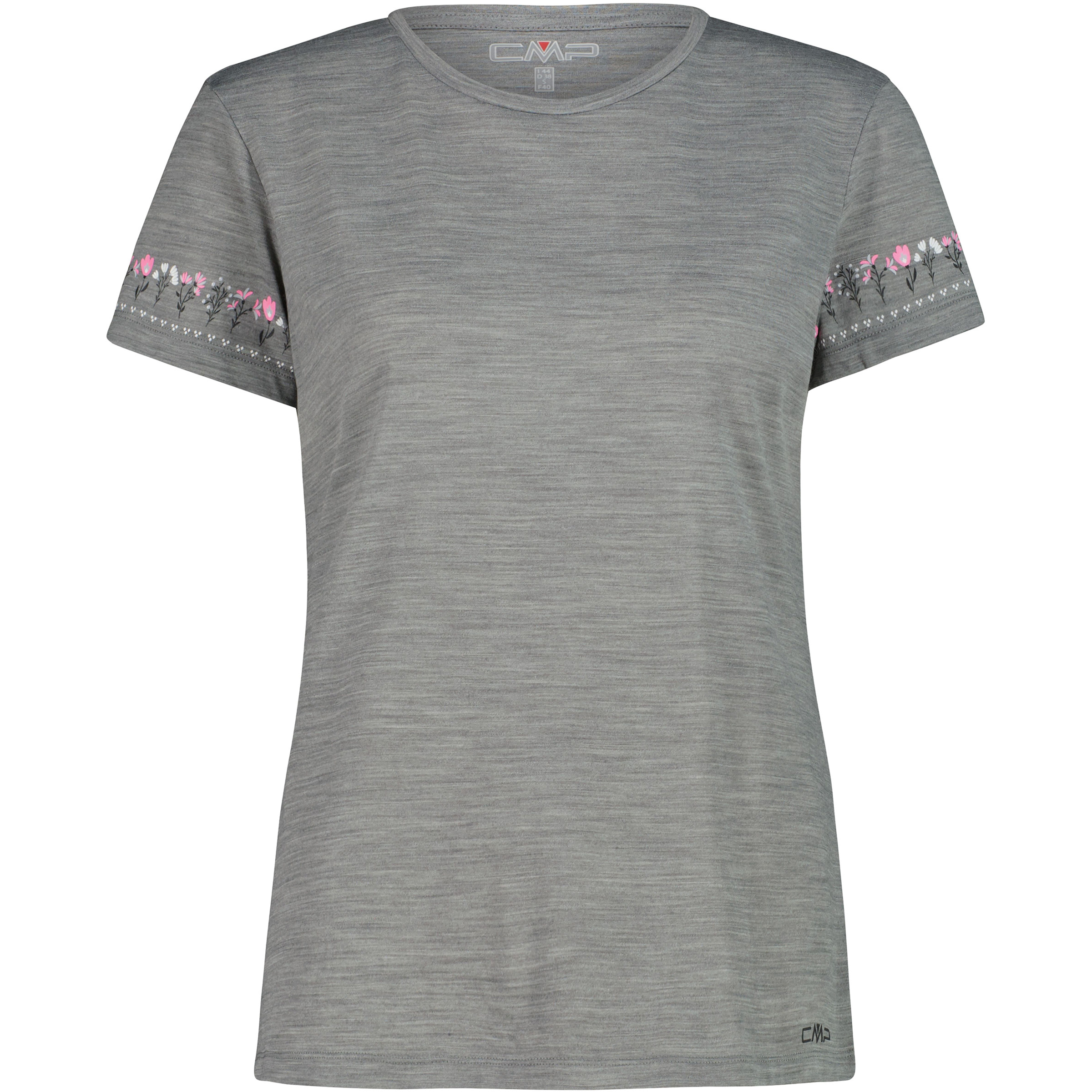 CMP Print Damen T-Shirts grau Größe M Trekking Hautfreundlich