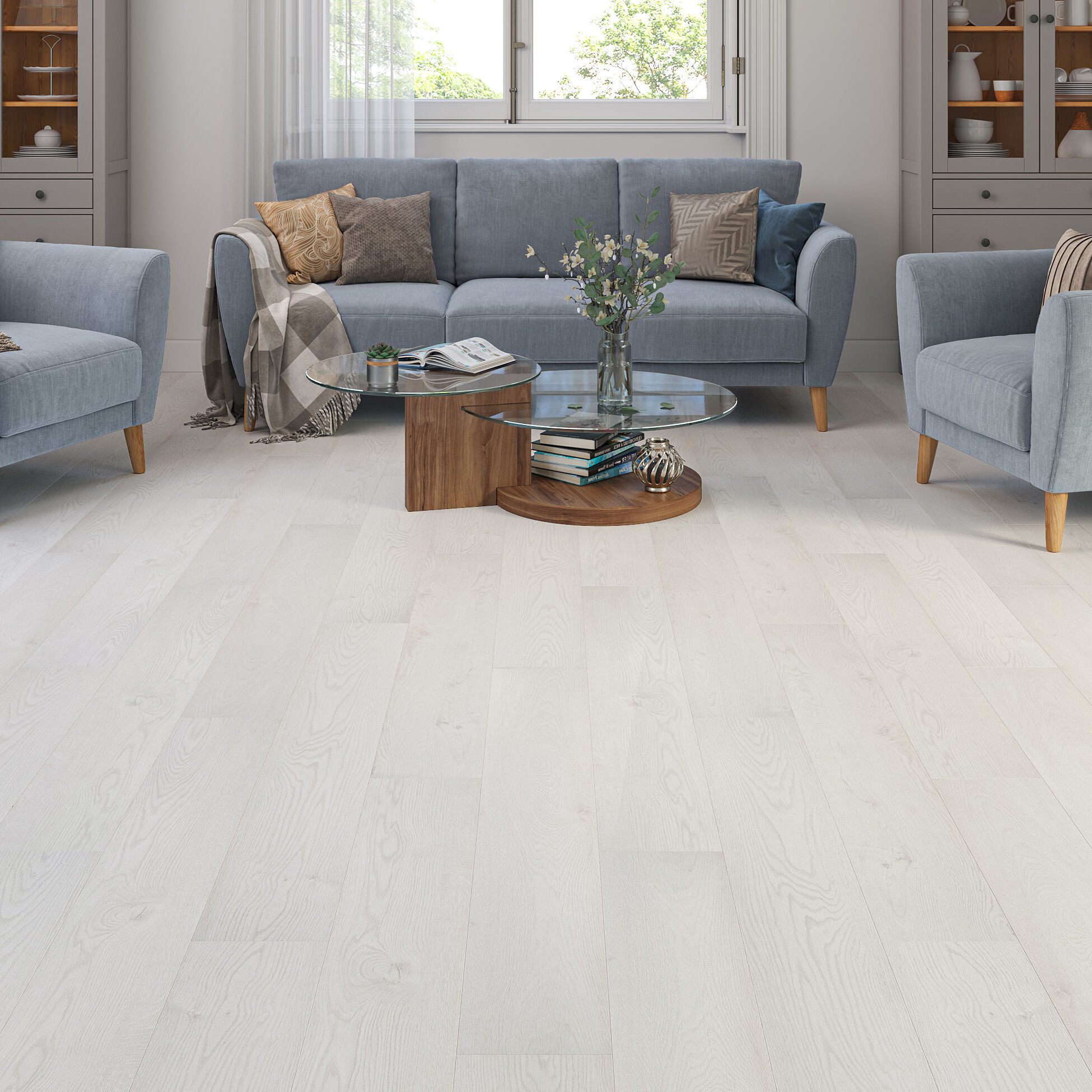 Luxury Flooring 19.99m² - White Luxe 12mm Pearl Oak Laminate Flooring - Water Resistant