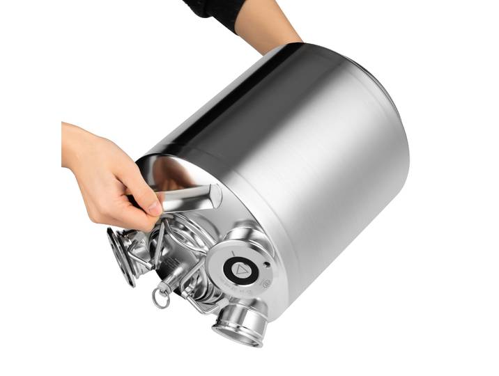 Fût de nettoyage de bière en acier inoxydable à 3 têtes, récipient de réservoir de nettoyage de bière de 10L pour le nettoyage des brouillons et le stockage des aliments, Double étanchéité