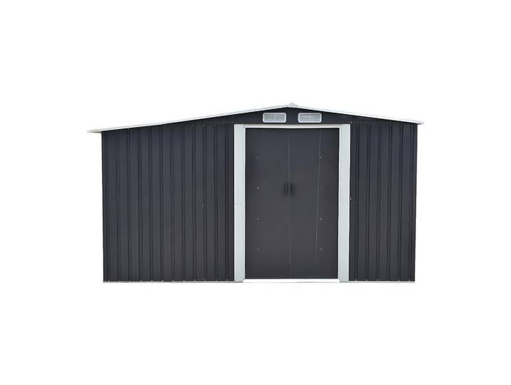 Vente-Unique Schrebergartenhaus - 313 cm x 302 cm - metall - anthrazitgrau Lery, Anthrazit, Metall, 313x154x302 cm, Gartenzubehör, Gartenhäuser & Gewächshäuser