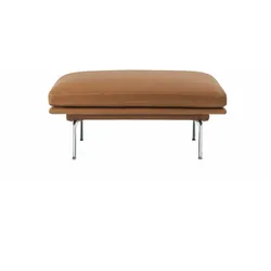 Muuto Outline Pouf, refine leder cognac / polished aluminium