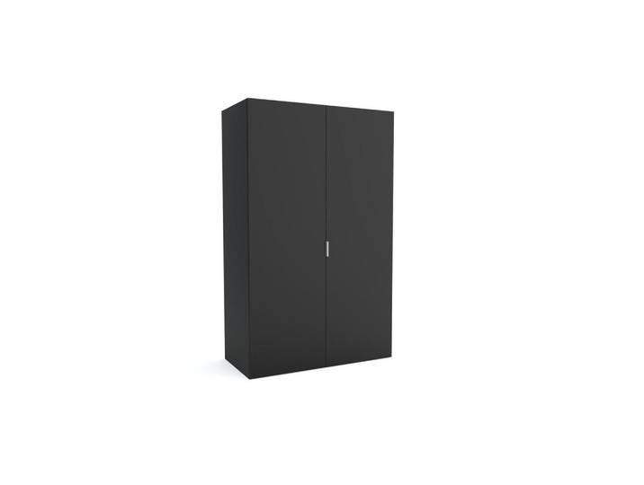Furnlux Kleiderschrank MAT A Schwarz 130x60x205 cm, 130x205x60 cm, Schlafzimmer, Kleiderschränke