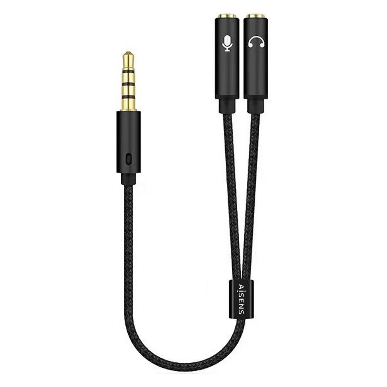 Aisens Adaptador a128-0416/ jack 3.5 macho 2x jack 3.5 hembra/ 25cm/ negro (A128-0416)