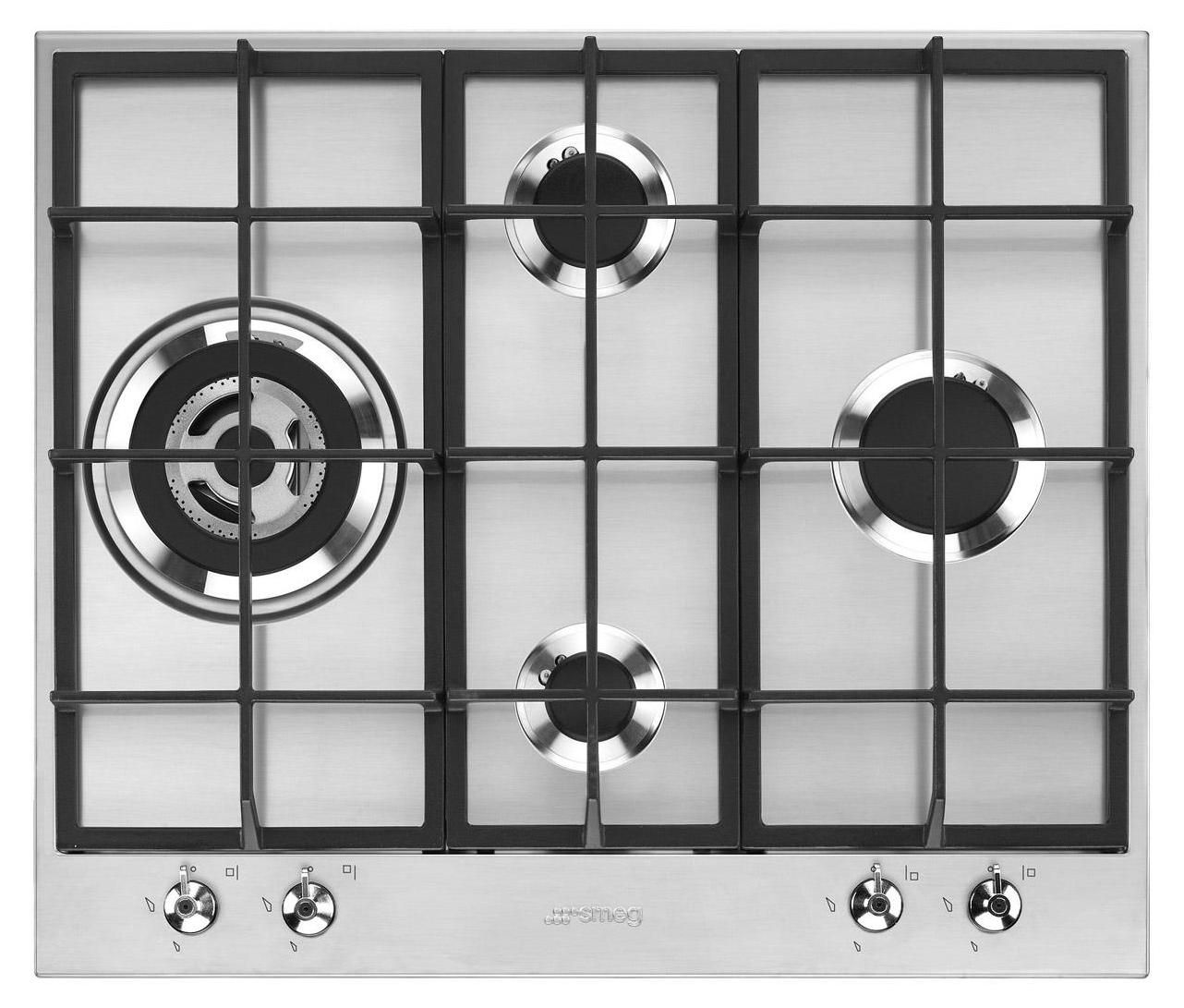 Smeg Kochfeld PX364L Classica, 4 Kochzonen, ultraschneller Brenner, Gussroste