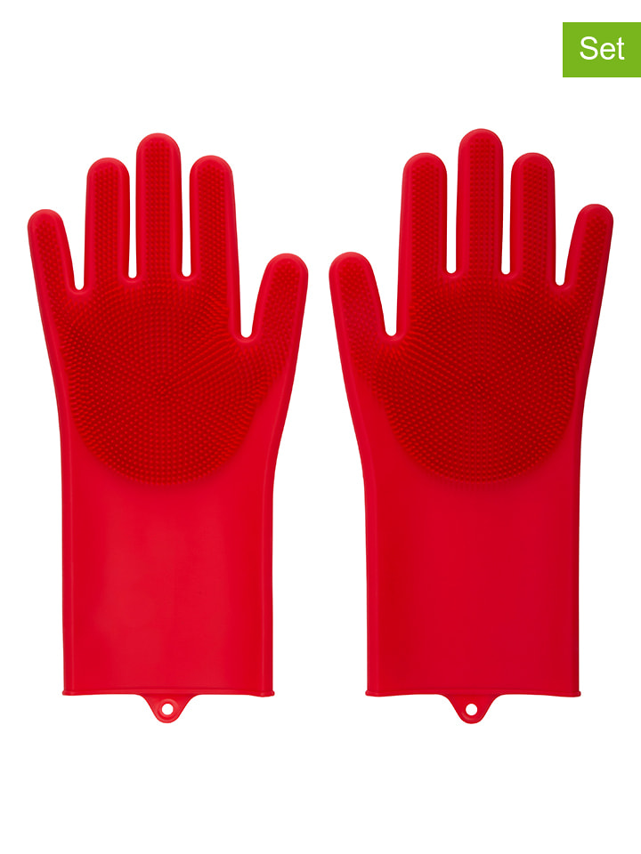 Edco 2er-Set: Tierpflege-Handschuhe in Rot - (L)32,6 x (B)15,5 cm - onesize