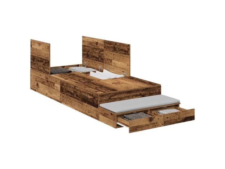 FAF-NEUF* Lit adulte/enfant Lit de rangement - vieux bois - 100x200 cm JUIN507605