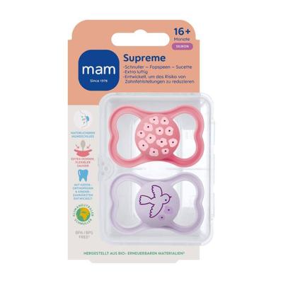MAM Supreme Fopspeen Silicone Pink 16m+ 2 St Schnuller