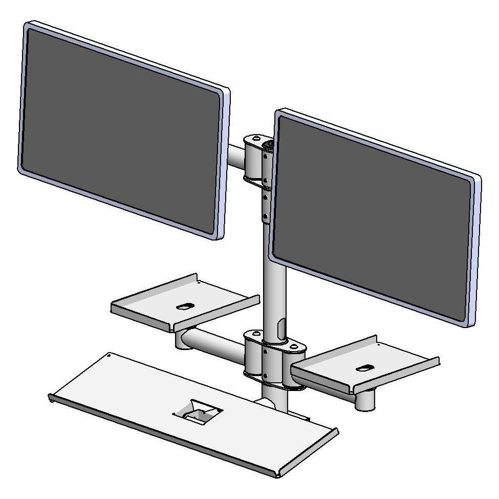 Ergonomic Solutions Wall mounted pole with dual (EET063-02)