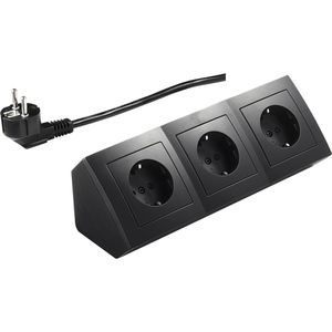 McPower Tischsteckdose Flair, mit 2 m Schuko Kabel, schwarz, 3-fach