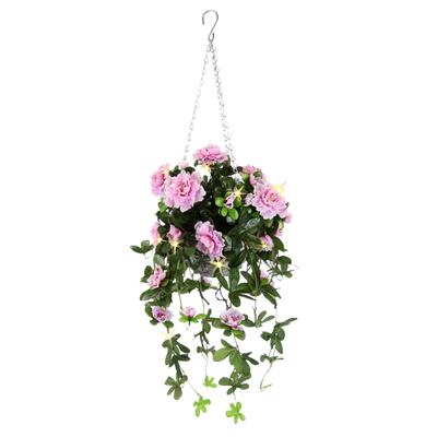 Kunstblume I.GE.A. "Künstliche Blume 'Bougainvillea' mit LED-Girlande 75cm Hängeampel", rosa, B:44cm H:75cm T:38cm, Obermaterial: 90% Polyester, 10% sonstige Fasern, Kunstpflanzen, Kunstpflanze Schmetterlingsflieder Balkonpflanze Deko Party Hochzeit