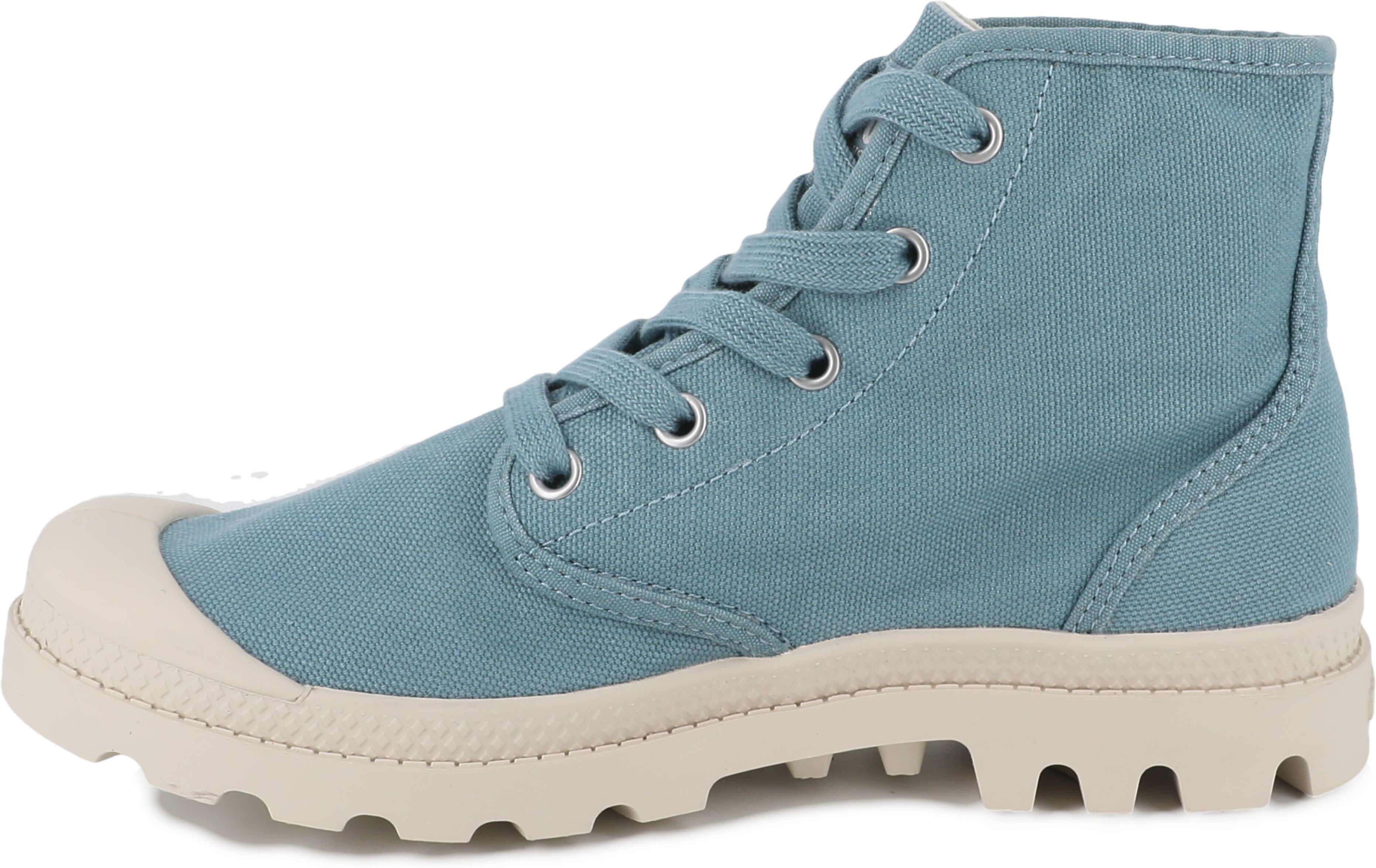 Schnürboots PALLADIUM "PAMPA HI", Damen, Gr. 37,5, Baumwolle, blau (basalto), Textil, Schuhe Schnürboots, Schnürstiefel, Schnürstiefelette aus Canvas basalto 37,5, Baumwolle
