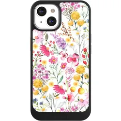 Nivocase Hülle für Apple iPhone 13 Handyhülle NIVOcore Case Schwarz Blumen Frühling Muster (Apple iPhone 13), Smartphone Hülle, Schwarz
